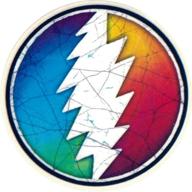 🌈 grateful dead rainbow lightning bolt dye sky - small circular bumper sticker or laptop decal (2.25") логотип