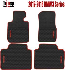 img 3 attached to 🚗 Biosp Car Floor Mats for BMW 3 Series F30 320i 328i 335i 2012-2018: Front and Rear Heavy Duty Rubber Liner Set in Black and Red - Custom Fit for All Weather: Odorless and Vehicle Carpet Protection