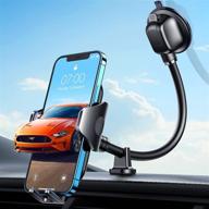 【latest shockproof】vanmass windshield phone mount【360° widest view】universal suction cup cell phone holder for dashboard window dash, handsfree 9in flexible gooseneck compatible with iphone 13 &amp; trucks logo