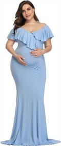 img 4 attached to Stylish Maternity Maxi Dress With Ruffles And Stretchy Fabric - Ideal For Pregnancy Photography Shoots