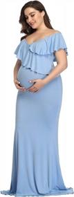 img 3 attached to Stylish Maternity Maxi Dress With Ruffles And Stretchy Fabric - Ideal For Pregnancy Photography Shoots