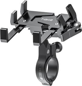 img 4 attached to Tiakia 2022 Bike Phone Mount Holder: Premium Aluminum Motorcycle & Bicycle Clamp, 360° Rotation, Universal Fit for 4.5-7 Inch Phones - Black-1