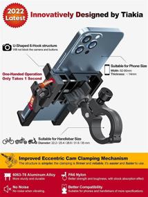 img 3 attached to Tiakia 2022 Bike Phone Mount Holder: Premium Aluminum Motorcycle & Bicycle Clamp, 360° Rotation, Universal Fit for 4.5-7 Inch Phones - Black-1