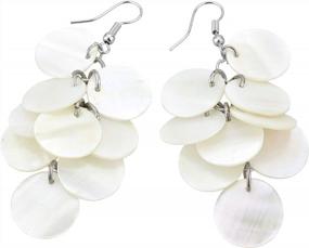 img 2 attached to Handcrafted White Kabibe Shell Circle Earrings By AeraVida: Enchanting Dangle Style