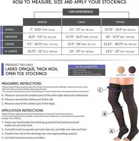 img 3 attached to Women'S Beige Compression Stockings, 20-30 MmHg Thigh High Open Toe Opaque Large