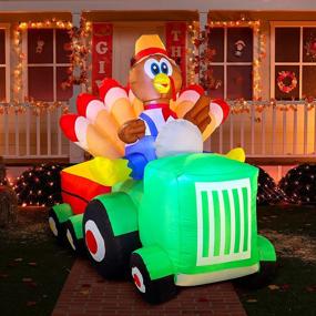 img 4 attached to 8Ft Thanksgiving Inflatable Turkey Driving Car Decor With LED Lights - Perfect For Indoor/Outdoor Parties, Yard, Garden, And Lawn Fall Decorations By Joiedomi