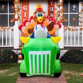 img 1 attached to 8Ft Thanksgiving Inflatable Turkey Driving Car Decor With LED Lights - Perfect For Indoor/Outdoor Parties, Yard, Garden, And Lawn Fall Decorations By Joiedomi