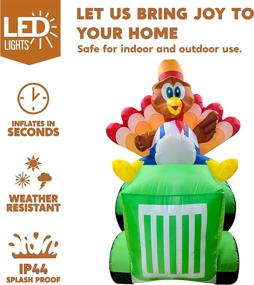 img 2 attached to 8Ft Thanksgiving Inflatable Turkey Driving Car Decor With LED Lights - Perfect For Indoor/Outdoor Parties, Yard, Garden, And Lawn Fall Decorations By Joiedomi