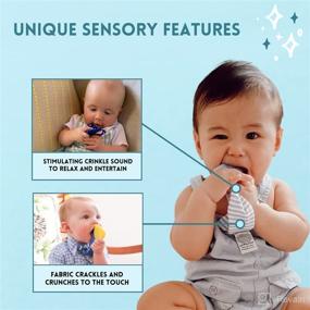 img 1 attached to Tasty Tie Baby Teething Tie: 3-in-1 Clip-on, Crinkle Toy & Silicone Teether for Infants - Machine Washable Chew Toy, Fish Style