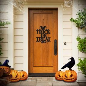 img 1 attached to ERKOON 2 Set Halloween Hanging Sign Decorations Non-Woven Trick Or Treat And The Witch Is In For Door And Wall Decoration Indoor Outdoor Yard Haunted House Party Supplies 14 X 12 Inch