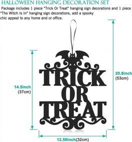 img 3 attached to ERKOON 2 Set Halloween Hanging Sign Decorations Non-Woven Trick Or Treat And The Witch Is In For Door And Wall Decoration Indoor Outdoor Yard Haunted House Party Supplies 14 X 12 Inch