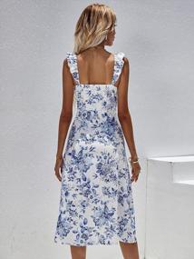 img 3 attached to Women'S Summer Floral Midi Dress With Square Neck & Ruffle Slit Corset By SOLY HUX