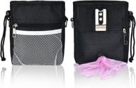 luxaco black dog treat pouch bag with poop bag holder and multiple carrying options - waterproof and convenient for puppy training, walking, and toy/food storage logo