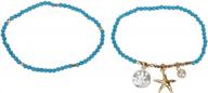 spunkysoul collection: women's stretchable 2-piece beach anklet set with starfish and sand dollar charms logo