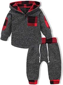 img 4 attached to Boys Christmas Outfit Autumn Winter Warm Hoodie Top Pants Set Baby Boy Clothes