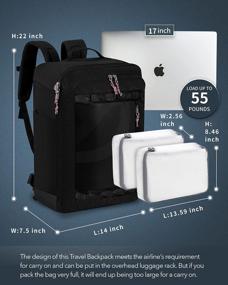 img 3 attached to Одобренный для полетов черный дорожный рюкзак объемом 48 л с водонепроницаемыми сумками — идеальная ручная кладь для мужчин и женщин — комбинированная сумка-чемодан Upgrade — TRAILKICKER