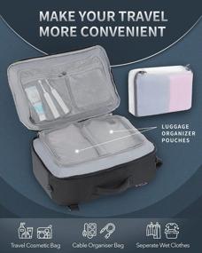 img 2 attached to Одобренный для полетов черный дорожный рюкзак объемом 48 л с водонепроницаемыми сумками — идеальная ручная кладь для мужчин и женщин — комбинированная сумка-чемодан Upgrade — TRAILKICKER