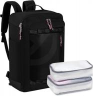 одобренный для полетов черный дорожный рюкзак объемом 48 л с водонепроницаемыми сумками — идеальная ручная кладь для мужчин и женщин — комбинированная сумка-чемодан upgrade — trailkicker логотип