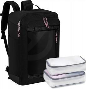 img 4 attached to Одобренный для полетов черный дорожный рюкзак объемом 48 л с водонепроницаемыми сумками — идеальная ручная кладь для мужчин и женщин — комбинированная сумка-чемодан Upgrade — TRAILKICKER