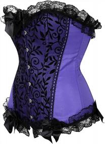 img 3 attached to Floral Overbust Corset Top For Curvy Women - Frawirshau Plus Size Bustier Lingerie