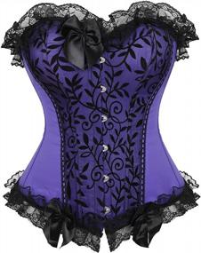 img 4 attached to Floral Overbust Corset Top For Curvy Women - Frawirshau Plus Size Bustier Lingerie