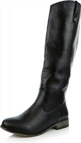 img 4 attached to Women'S Round Toe Pull Up Over The Knee Calf Cowboy Thigh High Boots With Ankle Zipper By DailyShoes