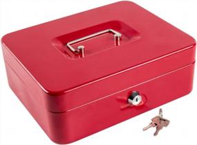 img 4 attached to KYODOLED Large Metal Cash Box With Money Tray And Lock,Money Box With Cash Tray,Cash Drawer,9.84"X 7.87"X 3.54" Red Large