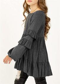 img 2 attached to MITILLY Crewneck Pleated Babydoll Pockets Girls' Tops, Tees & Blouses