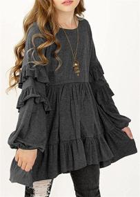 img 1 attached to MITILLY Crewneck Pleated Babydoll Pockets Girls' Tops, Tees & Blouses