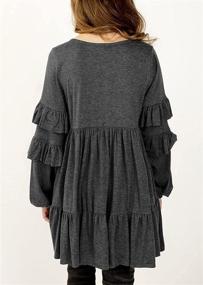 img 3 attached to MITILLY Crewneck Pleated Babydoll Pockets Girls' Tops, Tees & Blouses