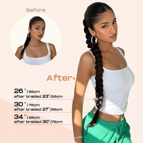 img 2 attached to Get A Fuller Ponytail With SEIKEA'S DIY Braided Ponytail Extension: Medium Brown With Golden Brown Highlights, Soft Synthetic Hair, 26 Inch Length (Braided 23 Inch)
