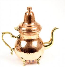 img 4 attached to Red Copper Moroccan Teapot With Hand Hammered Design