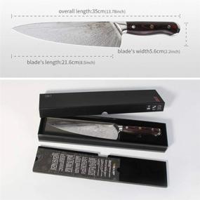 img 2 attached to WALLOP Damascus Chefs Knife - 8,5-дюймовое лезвие из японской стали с солнечным узором и эргономичной ручкой G10 для профессионального использования на кухне