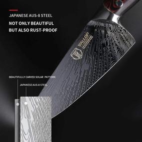 img 1 attached to WALLOP Damascus Chefs Knife - 8,5-дюймовое лезвие из японской стали с солнечным узором и эргономичной ручкой G10 для профессионального использования на кухне