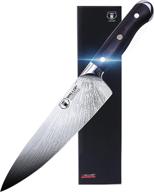 wallop damascus chefs knife - 8,5-дюймовое лезвие из японской стали с солнечным узором и эргономичной ручкой g10 для профессионального использования на кухне логотип
