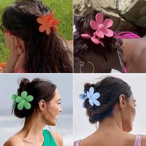 img 1 attached to Colorful And Durable Flower Claw Clips: Get A Perfect Hold With 8 Matte Hair Clips For Women