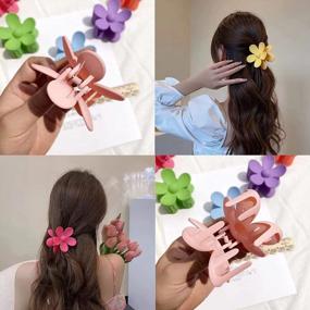 img 2 attached to Colorful And Durable Flower Claw Clips: Get A Perfect Hold With 8 Matte Hair Clips For Women