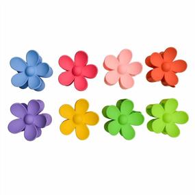 img 4 attached to Colorful And Durable Flower Claw Clips: Get A Perfect Hold With 8 Matte Hair Clips For Women