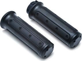 img 2 attached to 🏍️ Kuryakyn 6121 Heavy Industry Grips with End Caps: Dual Cable Throttle Control Handlebar Accessory for 1982-2019 Harley-Davidson Motorcycles, Satin Black, 1 Pair