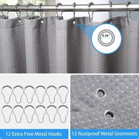 img 1 attached to Upgrade Your Bathroom With Our Heavy Duty Waffle Shower Curtain - Hotel Quality, Water Repellent, Includes Stainless Steel Hooks - 72 X 72 Inches (Grey)