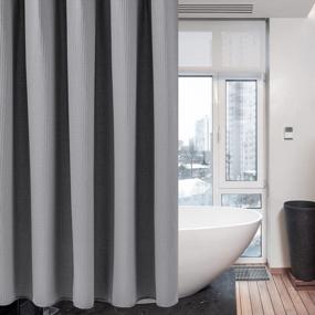 img 3 attached to Upgrade Your Bathroom With Our Heavy Duty Waffle Shower Curtain - Hotel Quality, Water Repellent, Includes Stainless Steel Hooks - 72 X 72 Inches (Grey)