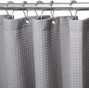 img 4 attached to Upgrade Your Bathroom With Our Heavy Duty Waffle Shower Curtain - Hotel Quality, Water Repellent, Includes Stainless Steel Hooks - 72 X 72 Inches (Grey)