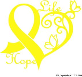 img 1 attached to UR Impressions BYel Cancer Awareness Ribbon Heart Butterfly Vine - Life Hope Decal Vinyl Sticker Graphics Car Truck SUV Van Wall Window Laptop