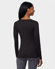 img 1 attached to 🌬️ Stay Warm and Stylish with the 32 DEGREES Heat Womens Lightweight Thermal Baselayer Long Sleeve Scoop Top in Stormy Night