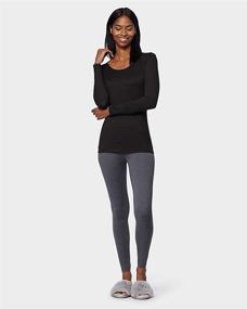 img 3 attached to 🌬️ Stay Warm and Stylish with the 32 DEGREES Heat Womens Lightweight Thermal Baselayer Long Sleeve Scoop Top in Stormy Night