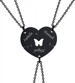 img 4 attached to Personalized Stainless Steel Heart BFF Puzzle Necklace Set - Perfect For Family Love & Best Friend Matching!