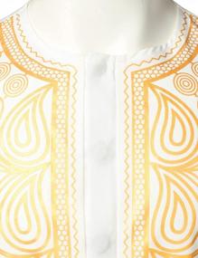 img 1 attached to Men'S African Dashiki Shirt With Hidden Buttons, Short Sleeves And Luxury Metallic Gold Print By LucMatton