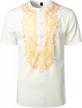 men's african dashiki shirt with hidden buttons, short sleeves and luxury metallic gold print by lucmatton logo