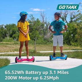 img 3 attached to Gotrax NOVA Гироскутер 6.5" c LED-колесами, пробегом 3.1 мили и скоростью 6.2 миль/час, двумя двигателями по 200 Вт, светодиодным фонарем/фарой, сертифицированный по UL2272, батареей 65.52 Втч и средством самобалансировки для веса от 44 до 176 фунтов.