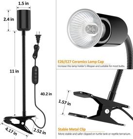 img 3 attached to 🔥 2 Pack Reptile Heat Lamp with Clamp - 50W Heat Bulb Light Fixture, Makmzoon Timing Reptile Light for Turtle/Animal/Plant - 360° Adjustable Metal Pipe - Sun Lamp, No Dome Included